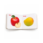 Little Scholarz Fruits board book inside pages showing Apple and Mango