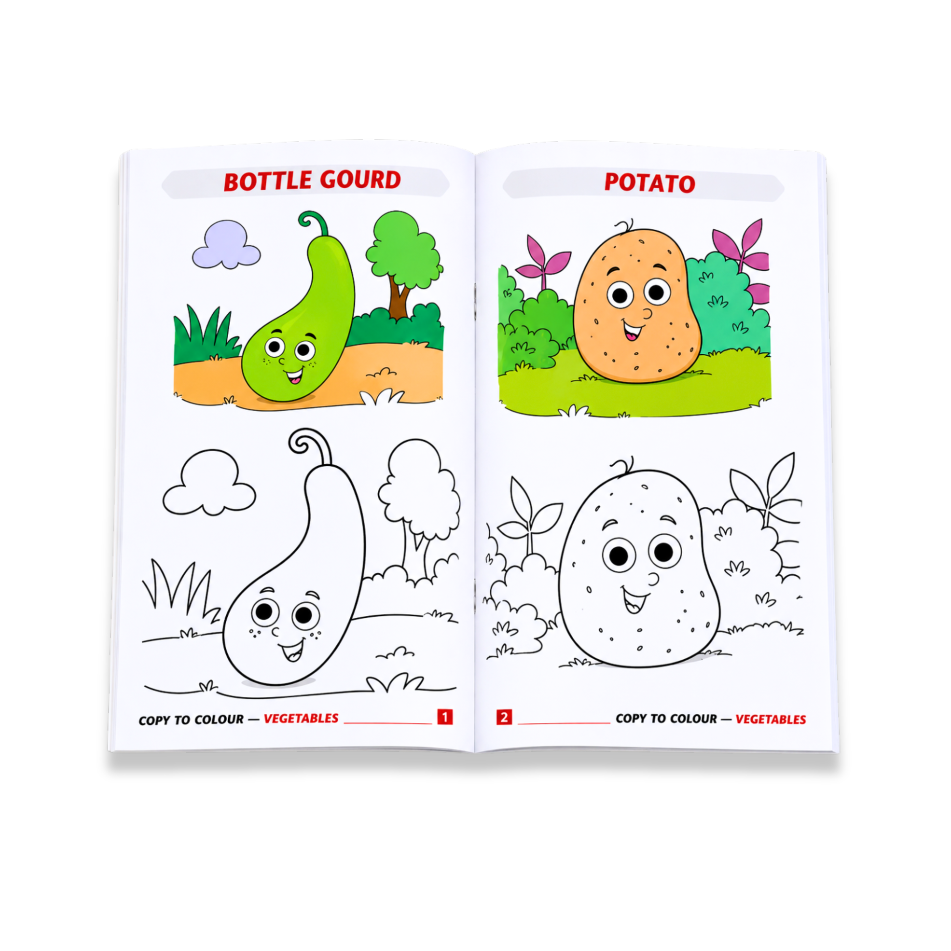 Vegetables Copy to Colour Book for Kids