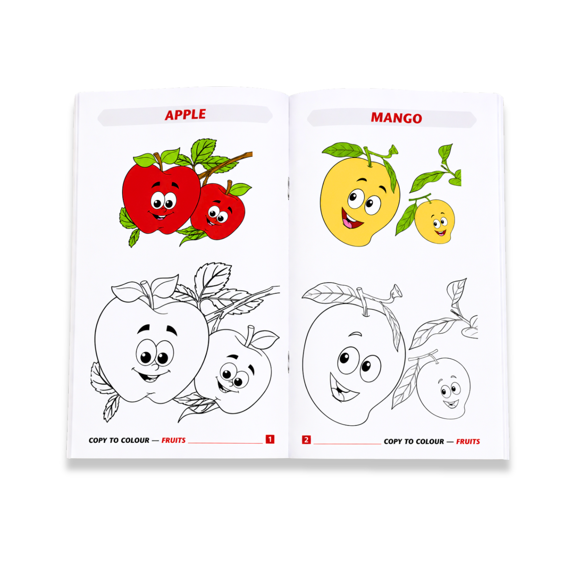 Fruits Copy to Colour Book for Kids