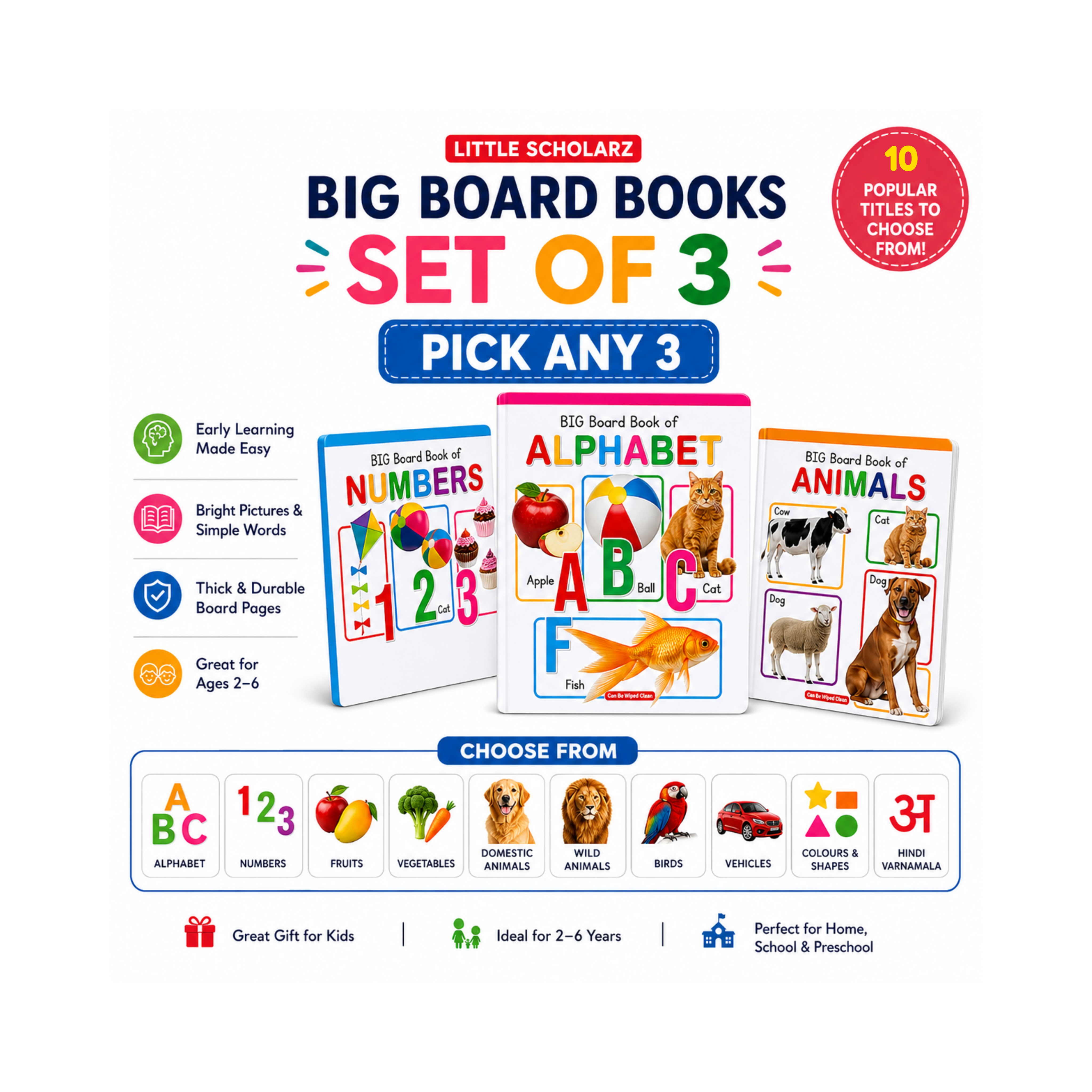 Big Board Books Set of 3 – Pick Any 3 for Kids