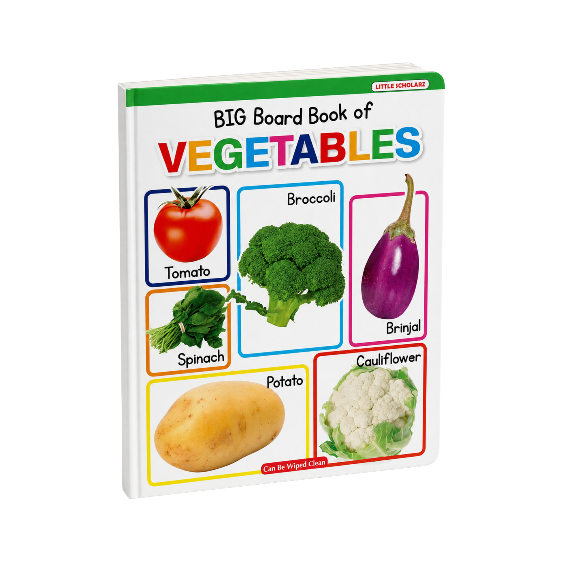 Big Board Book of Vegetables by Little Scholarz — vegetables learning board book for toddlers showing tomato broccoli spinach potato and more