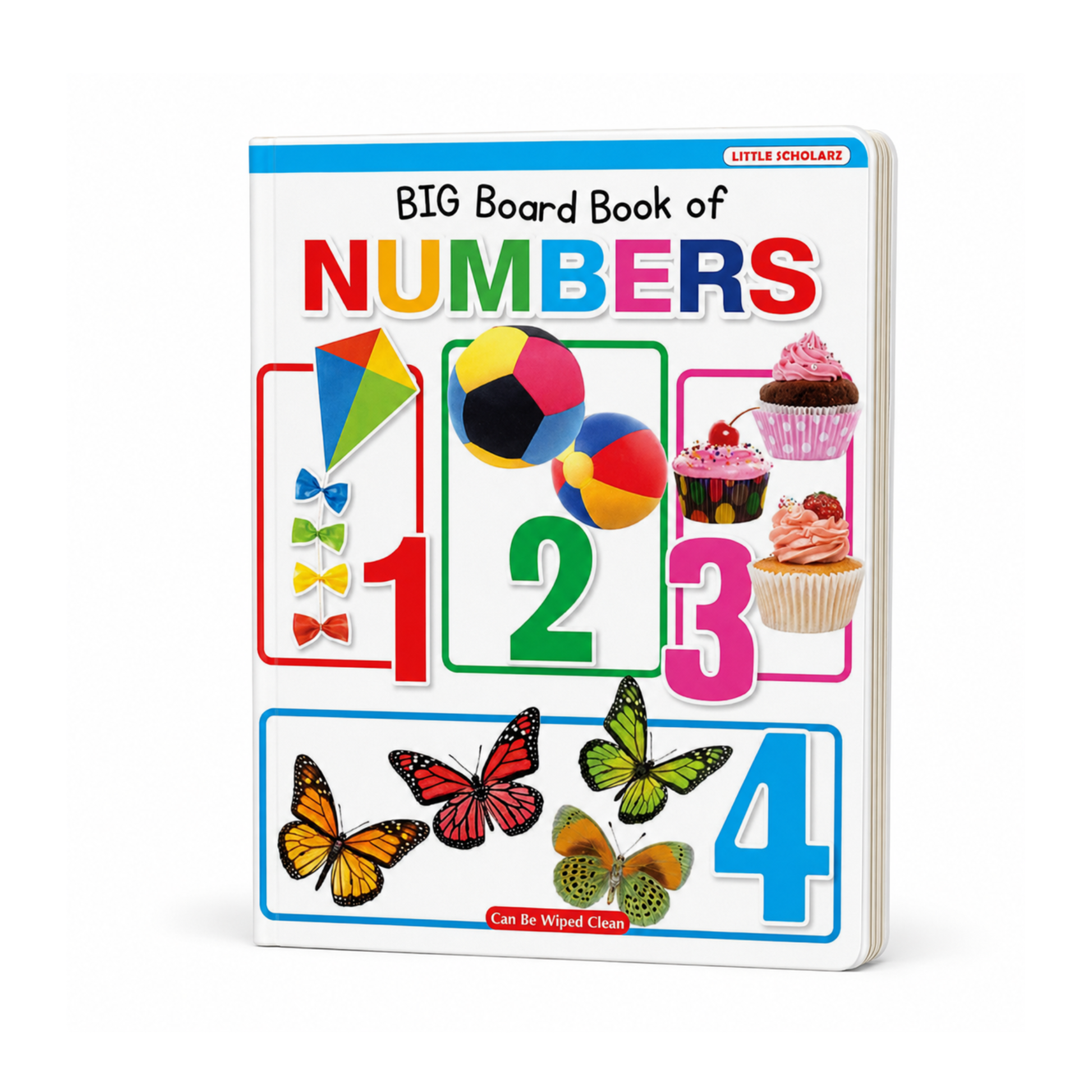 Big Board Book of Numbers by Little Scholarz — number learning board book for toddlers showing numbers 1 2 3 4 with real-life images