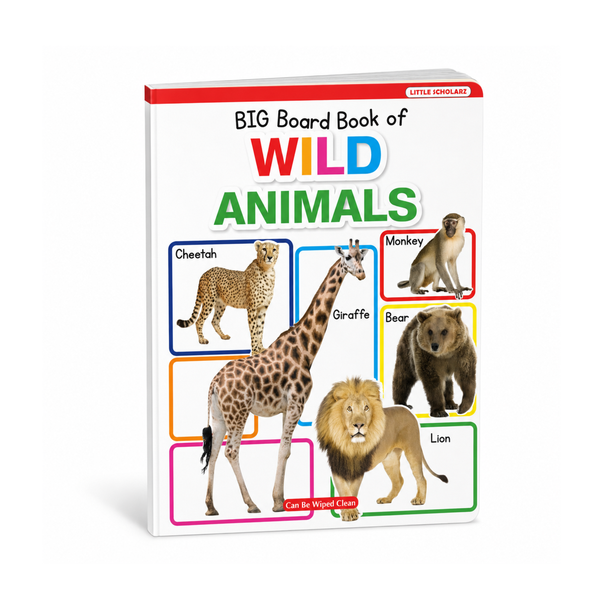 Big Board Book of Wild Animals by Little Scholarz — wild animals learning board book for toddlers showing lion cheetah giraffe and more