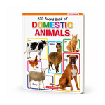 Big Board Book of Domestic Animals by Little Scholarz — farm and pet animals learning board book for toddlers showing cow cat dog hen sheep and more