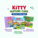 Kitty nature care story books pack of 3 for kids in India by Little Scholarz with stories on recycling, saving water and protecting nature.