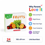 Little Scholarz Fruits board book features with wipe clean pages and bright pictures