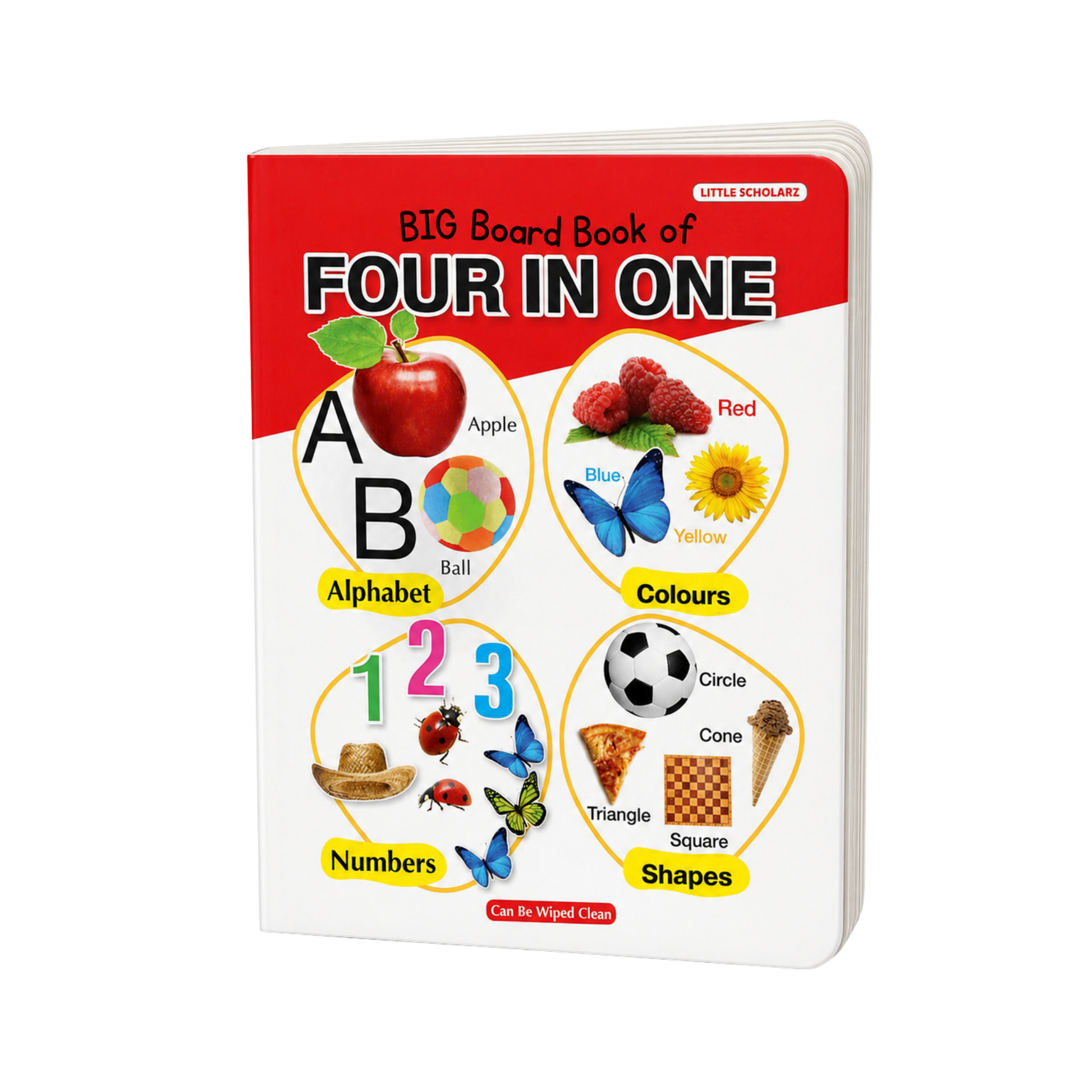 Big Board Book of Four in One by Little Scholarz — alphabet numbers colours and shapes board book for toddlers