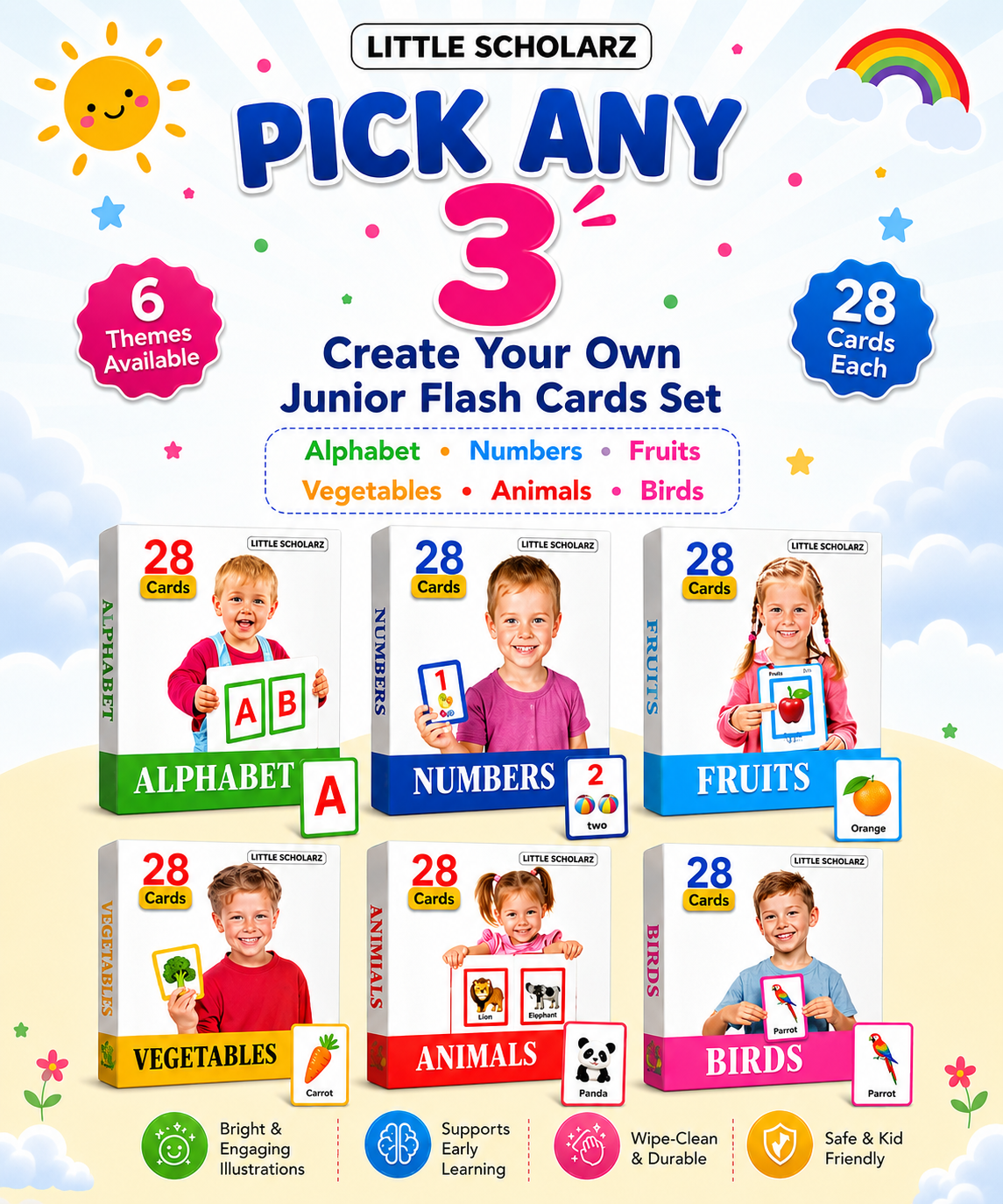 Junior Flash Cards Set of 3 — Pick Any 3