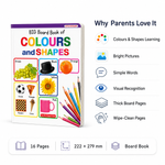 Big Board Book of Colours and Shapes features — colours shapes learning bright pictures simple words visual recognition thick board pages wipe clean 16 pages