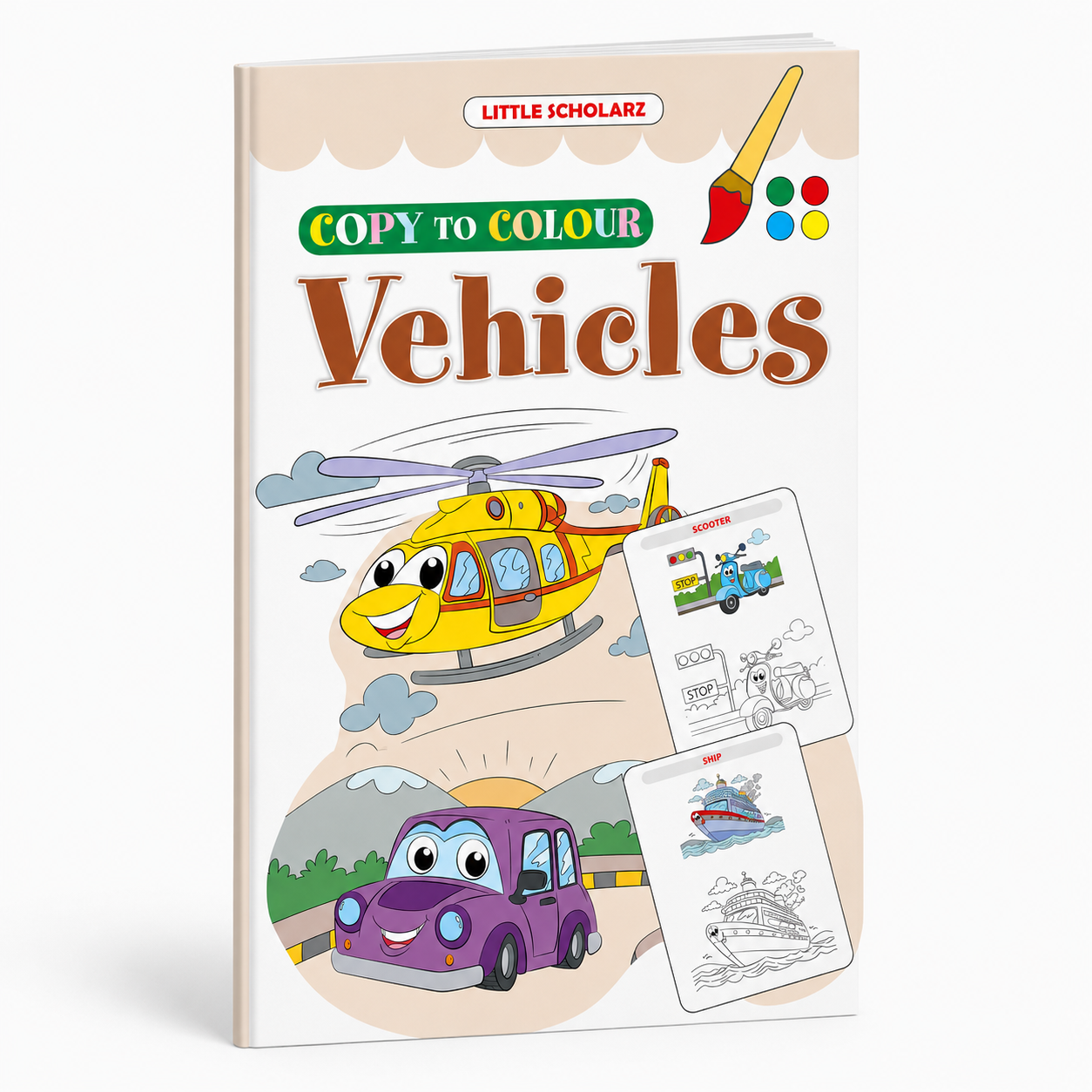 Vehicles Copy to Colour Book for Kids