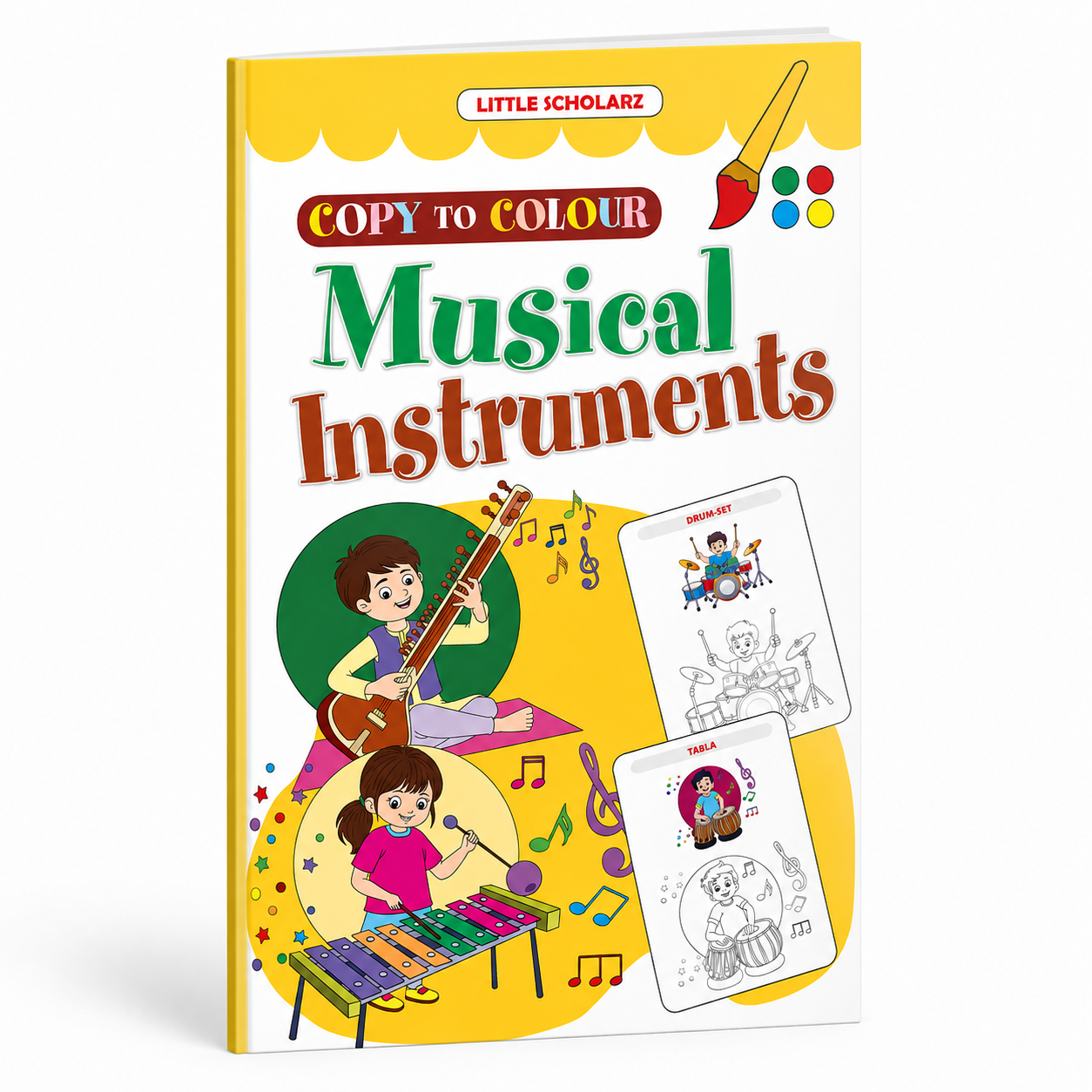 Musical Instruments Copy to Colour Book for Kids