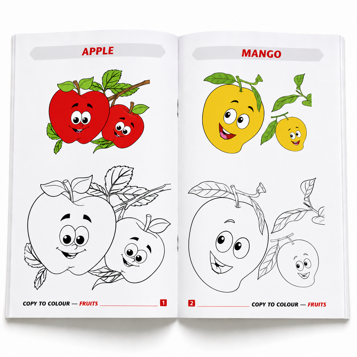 Fruits Copy to Colour Book for Kids