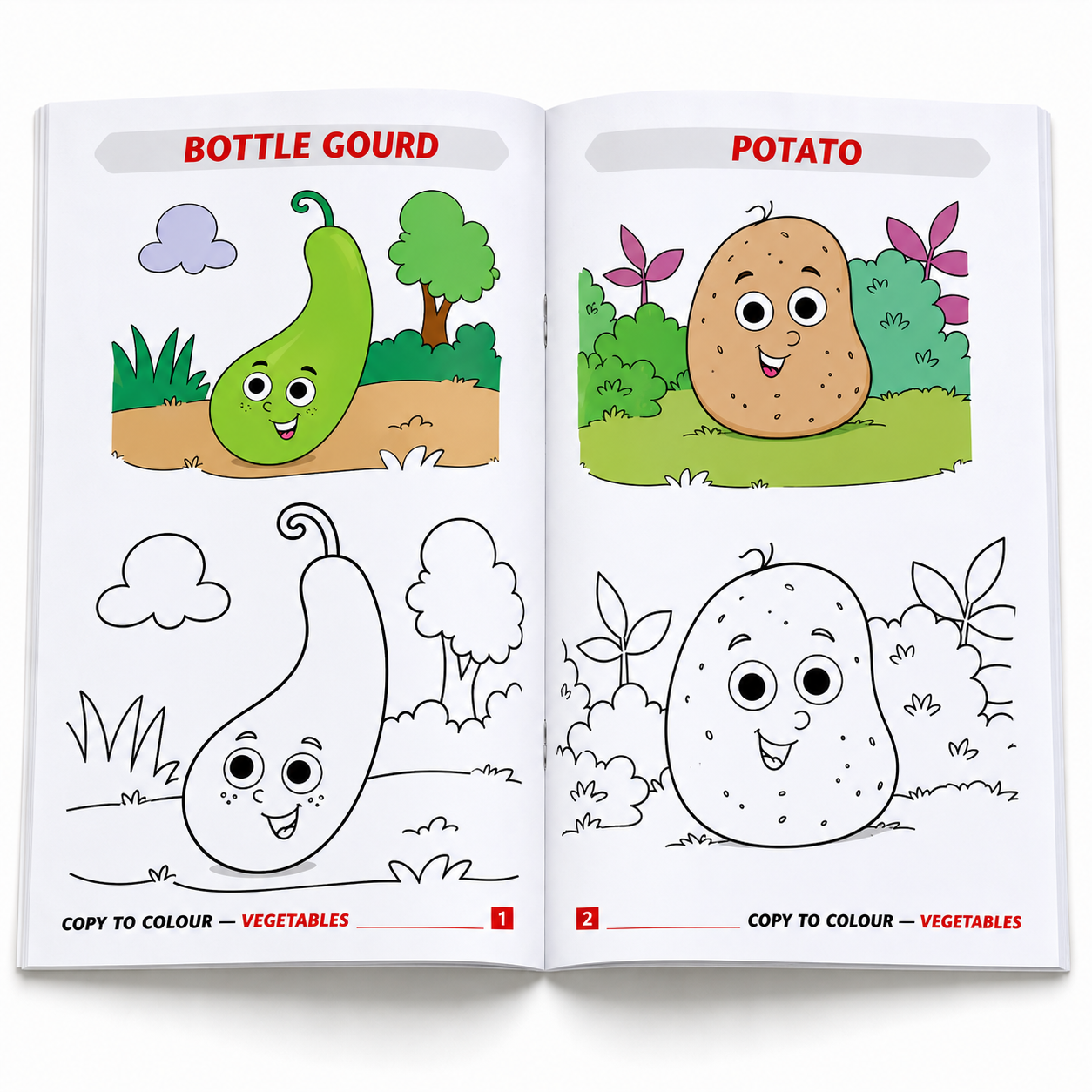 Vegetables Copy to Colour Book for Kids