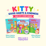 Kitty good habits and kindness story books pack of 3 for kids in India by Little Scholarz with moral stories on habits, kindness and empathy.